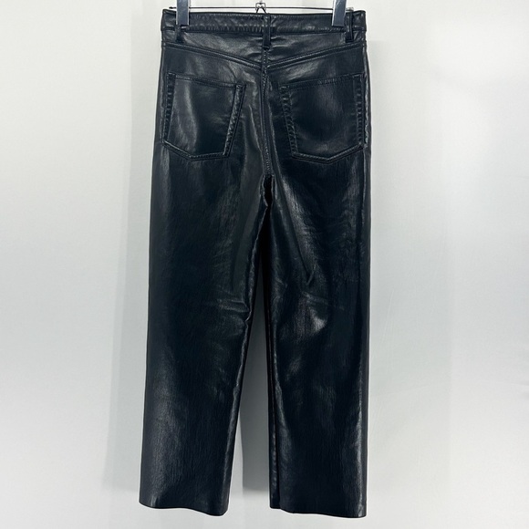 Aritzia Wilfred Melina Black Faux Leather Super High Rise Straight Leg Pants - Picture 2 of 7